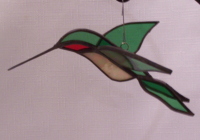 3D Hummingbird Ornament - Green, Red Throat