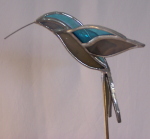 Plant Pick - 3D Hummingbird - Iridized Aqua