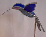Plant Pick - 3D Hummingbird - Blue & Grey