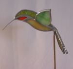 Plant Pick - 3D Hummingbird - Green & Orange