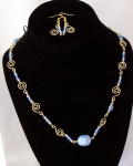 Necklace and Earring Set - Beaded Brass Swirls