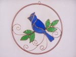 Suncatcher - Blue Jay on Brass Ring