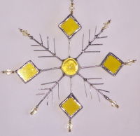 Ornament - Beaded Snowflake - Amber