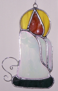 Ornament - Candle - White with Green Base