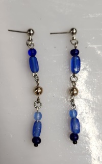 Earrings - Beaded Drop - Blue Stud