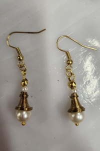 Earrings - Beaded Drop - Gold Tones