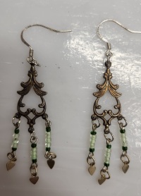Earrings - Beaded Drop - MH 3 Strand GR seed Beads