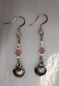 Earrings - Charm Drop - Scallop Shell