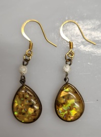 Earrings - Upcycled - Glitter in Acrylic teardrop - GF