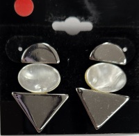 Earrings - Upcycled - Geometric Silver - Stud