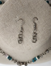 Set - Necklace and earrings - Teal pendant