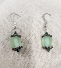 Set - Necklace and Earrings - 2 strand Lt Green