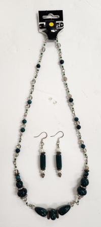 Set - Necklace and Earrings - Teal