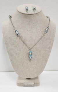 Set - Necklace and Earrings - Lampwork Beads AQ CL Multi