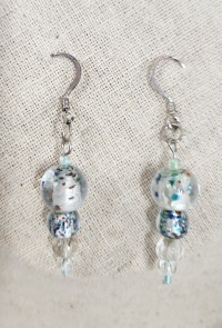 Set - Necklace and Earrings - Lampwork Beads AQ CL Multi