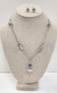 Set - Necklace and Earrings - Lampwork - BL CL
