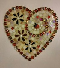 Mosaic Red Flowered Heart