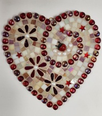 Mosaic Red Flowered Heart