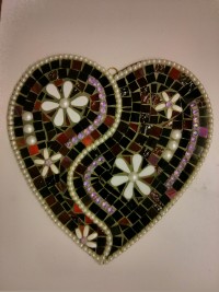 Mosaic White Flowered Heart