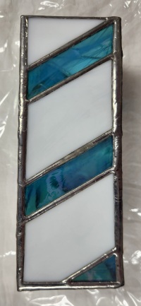 Vase - Geometric - White/Aqua