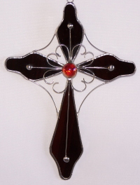 Cross, 7" Red lustre centre
