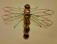 3D Ornament - Dragonfly - Wire & Nugget - Amber