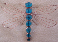3D Ornament - Marble Dragonfly - Aqua with Copper Patina
