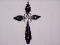 Ornament - Cross With Wire Overlay - Brown