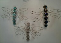 3D Ornament - Dragonfly - Wire & Nuggets - Black Iri