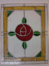 Stained Glass Panel - Art Nouveaux Rose