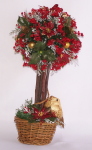 SOLD - Topiary Tree, 9" Red Poinsettia