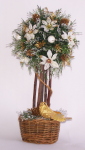 Topiary Tree, 9" White Poinsettia