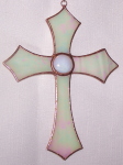 Ornament - Flared Cross - White Irid