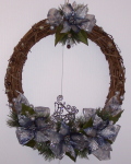 Reindeer Wreath with Blue Poinsettias