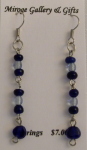 Earrings - Beaded Dangle - 2 Tone Blue