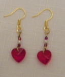 Earrings - Beaded Dangle - Heart - Red