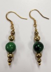 Earrings - Beaded Drop - Green/Gold - GF