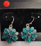Earrings - Upcycled - Aqua Flower - AF