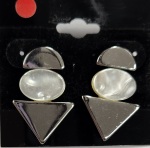 Earrings - Upcycled - Geometric Silver - Stud