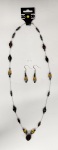 Set - Necklace and Earrings - Amber on Tiger Tail