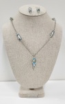Set - Necklace and Earrings - Lampwork Beads AQ CL Multi