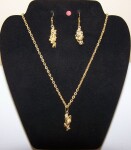 Set - Necklace and earrings - Faux Gold Nugget