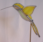 Plant Pick - 3D Hummingbird - Yellow & Cream