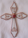 Ornament - Cross - White with Copper HeartShaped Overlay