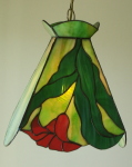 Swag Lamp, Green with Red flower