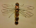 3D Ornament - Dragonfly - Wire & Nugget - Amber