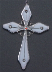 Cross With Silver Wire Overlay - White