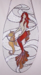 Suncatcher - Mermaid and Seahorse - Red