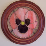 Suncatcher - Pansy in Round Wood Frame